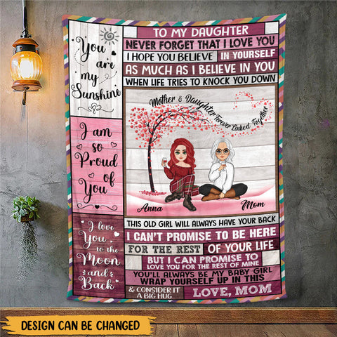 To My Daughter - Mother & Daughter Forever Linked Together - Personalized Blanket - Best Gift For Daughter, Granddaughter