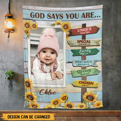God Says You Are Photo - Personalized Blanket - Best Gift For Daughter, Granddaughter, Son, Grandson