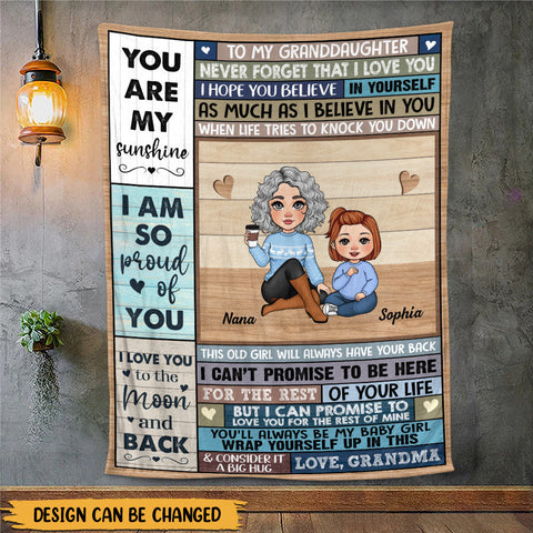 To My Granddaughter - You Are My Sunshine - Personalized Blanket - Best Gift For Granddaughter