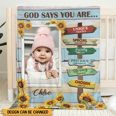 God Says You Are Photo - Personalized Blanket - Best Gift For Daughter, Granddaughter, Son, Grandson