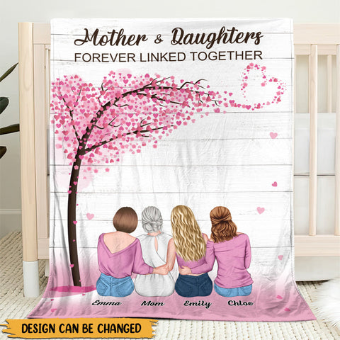 Mother & Daughters Love Tree - Personalized Blanket - Best Gift For Mother
