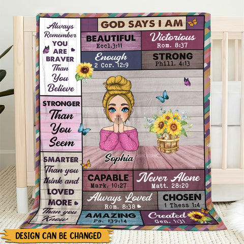 God Says I Am Stronger Than You Seem - Personalized Blanket - Meaningful Gift For Birthday