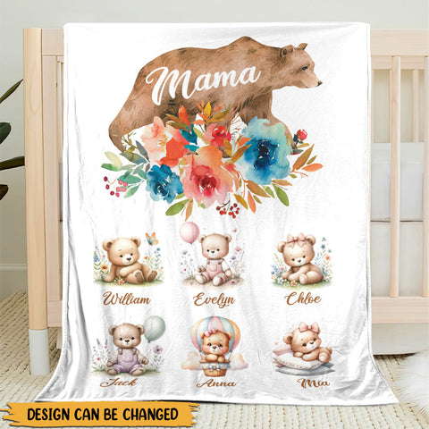 Mama Bear Cute - Personalized Blanket - Best Gift For Mother