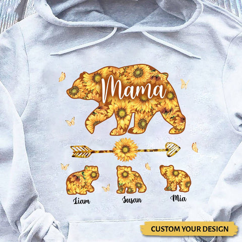 Mama Bear Sunflower - Personalized T-Shirt/ Hoodie - Best Gift For Mother