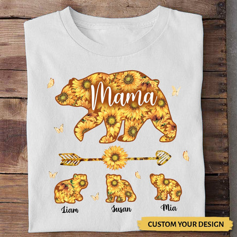 Mama Bear Sunflower - Personalized T-Shirt/ Hoodie - Best Gift For Mother