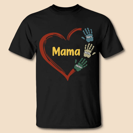 Mama Heart With Kids - Personalized T-Shirt/ Hoodie - Best Gift For Mother, Grandma