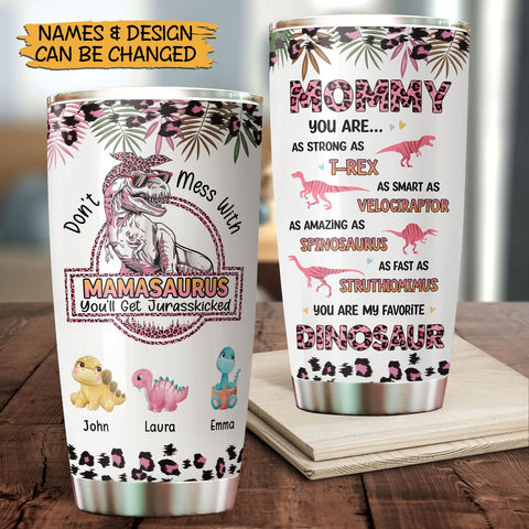 Mamasaurus Leopard Pattern (White Version) - Personalized Tumbler - Best Gift For Mother