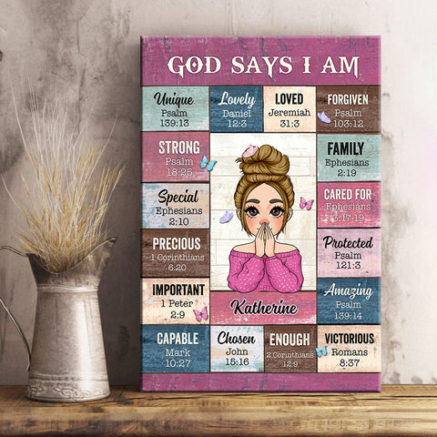 God Says I Am - Personalized Poster/Canvas - Best Gift For Christmas, For Birthday