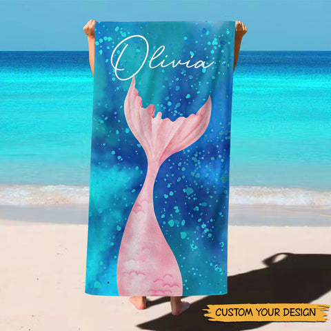 Mermaid Tail - Personalized Beach Towel - Best Gift for Daughter, Granddaughter
