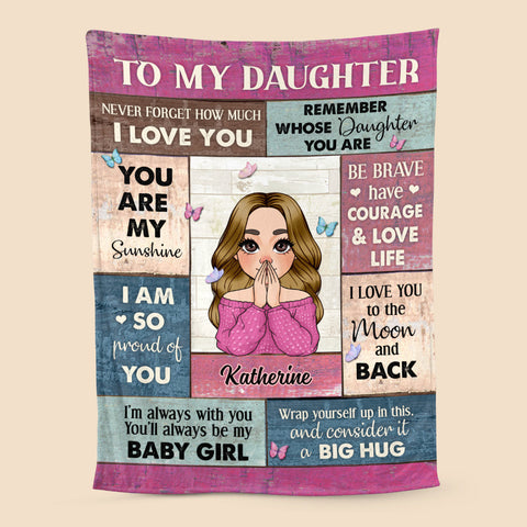 To My Daughter - Big Hug - Personalized Blanket - Meaningful Gift For Birthday