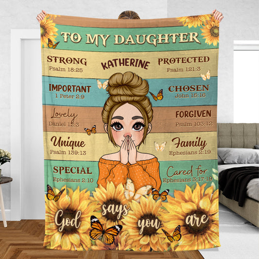 To My Daughter Sunflower - Personalized Blanket - Best Gift For Daughter, Granddaughter