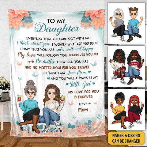 To My Daughter, Granddaughter Flower - Personalized Blanket - Best Gift For Daughter, Granddaughter