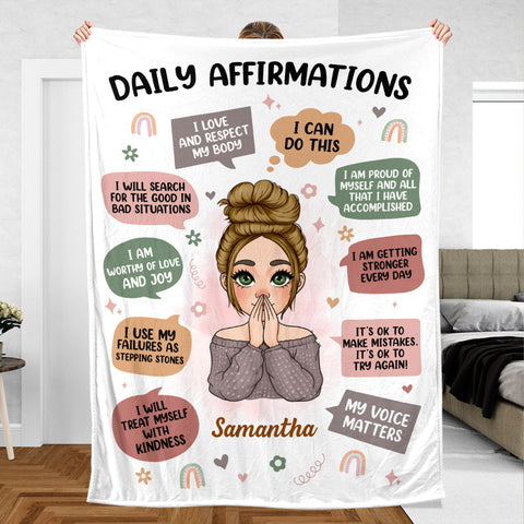 Daily Affirmations - Personalized Blanket - Meaningful Gift For Birthday