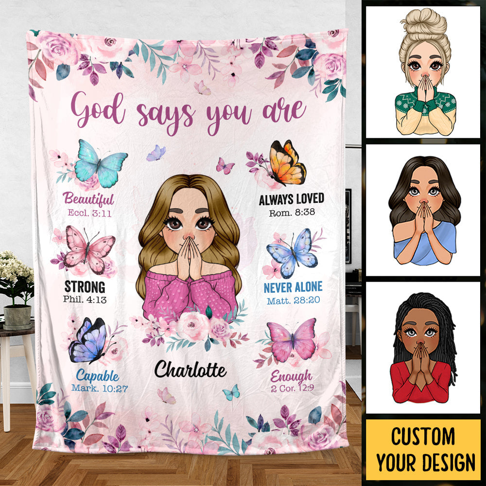 God Says You Are - Personalized Blanket - Meaningful Gift For Birthday