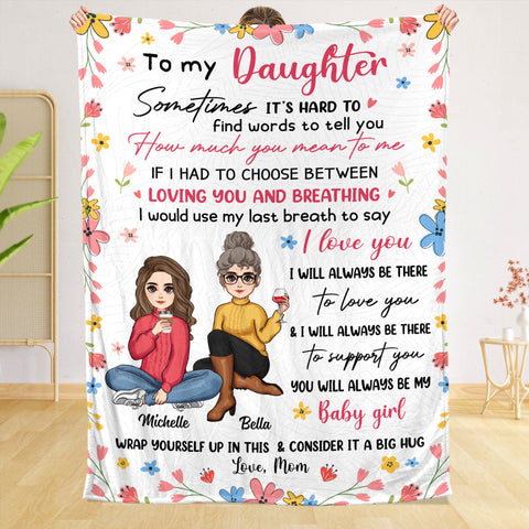 To My Daughter Cute Flower - Personalized Blanket - Best Gift For Daughter, Granddaughter