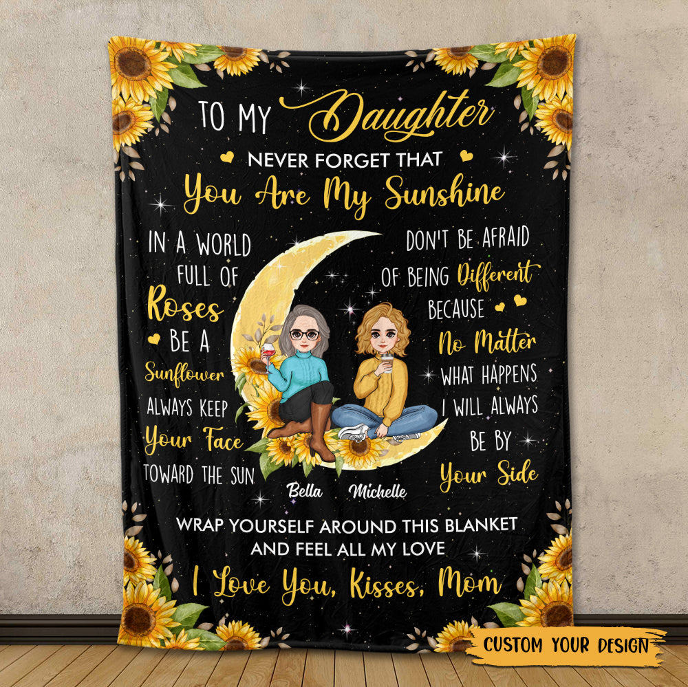 To My Daughter - You Are My Sunshine - Personalized Blanket - Best Gift For Daughter, Granddaughter
