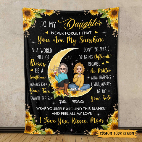 To My Daughter - You Are My Sunshine - Personalized Blanket - Best Gift For Daughter, Granddaughter