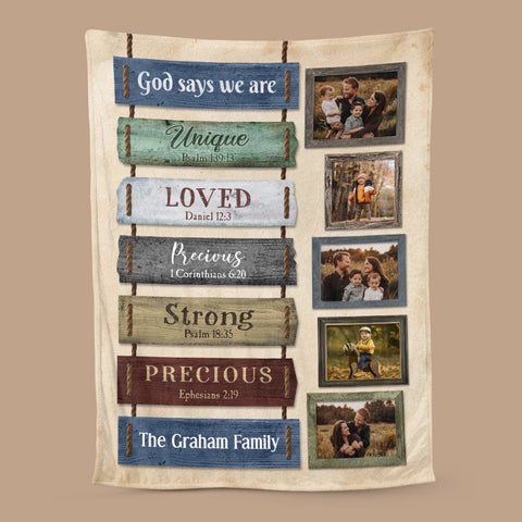 Family Photo God Says We Are - Personalized Blanket - Meaningful Gift For Birthday