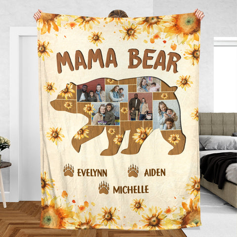 Mama Bear Photo - Personalized Blanket - Meaningful Gift For Birthday, For Family