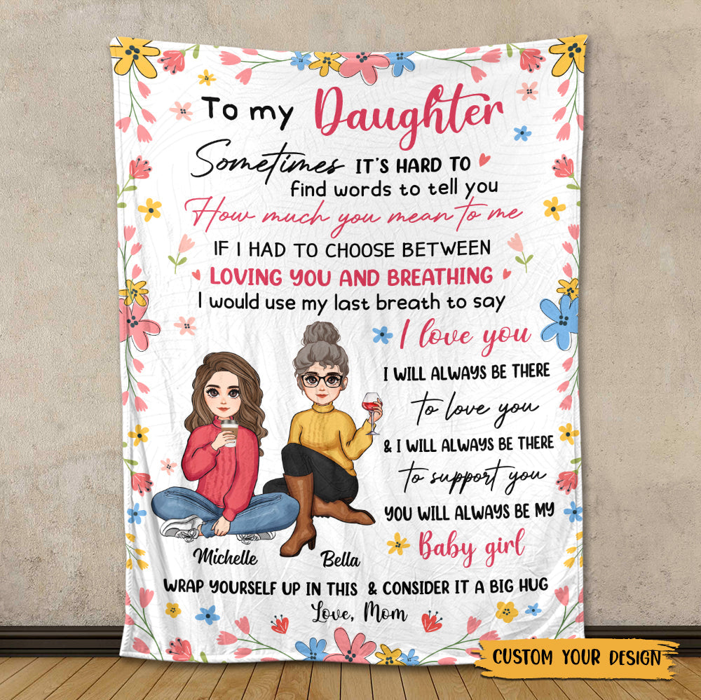 To My Daughter Cute Flower - Personalized Blanket - Best Gift For Daughter, Granddaughter