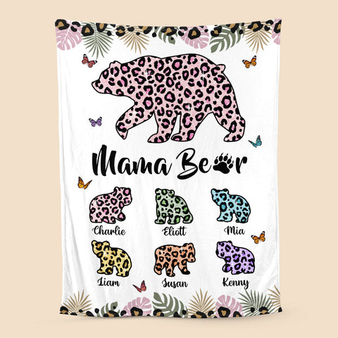 Mama Bear Tropical - Personalized Blanket - Best Gift For Mother