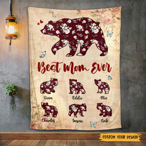 Best Mom Ever Flower (Red) - Personalized Blanket - Best Gift For Mother