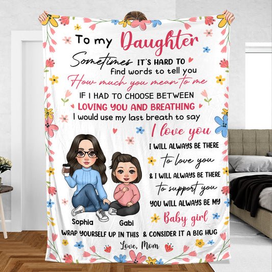 To My Daughter Cute Flower (Kid) - Personalized Blanket - Meaningful Gift For Birthday