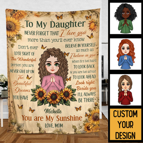 To My Daughter Never Forget That I Love You - Personalized Blanket - Best Gift For Daughter, Granddaughter