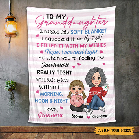 To My Granddaughter Hope, Love And Light - Personalized Blanket - Best Gift For Granddaughter