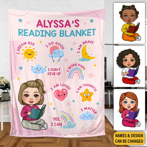 Little Stars & Planets Kid Reading Blanket - Personalized Blanket - Thoughtful Gift For Birthday