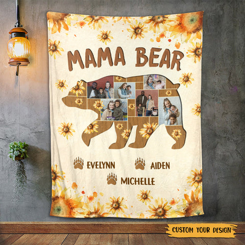 Mama Bear Photo - Personalized Blanket - Meaningful Gift For Birthday, For Family