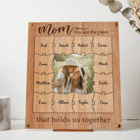 Mom You Are The Piece That Holds Us Together Puzzle Piece Collage - Personalized Frame