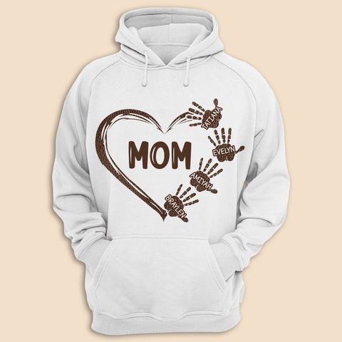 Mom/Grandma With Kid Hands - Personalized T-Shirt/ Hoodie Front - Best Gift For Mother, Grandma