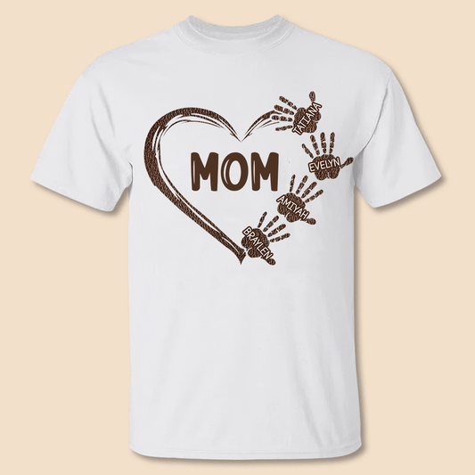 Mom/Grandma With Kid Hands - Personalized T-Shirt/ Hoodie Front - Best Gift For Mother, Grandma