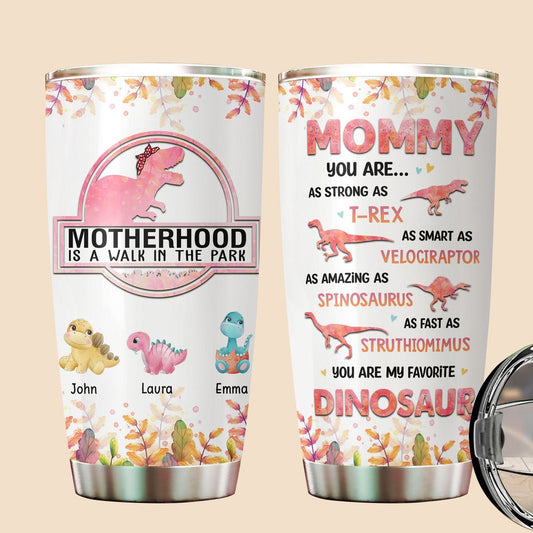 Motherhood Is A Walk In The Park (White Version) - Personalized Tumbler - Best Gift For Mother