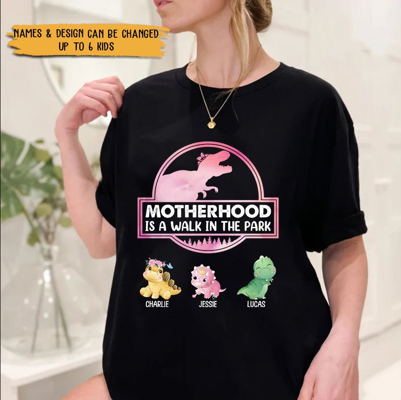 Motherhood Is Walk In The Park (Black/Navy) - Personalized T-Shirt/ Hoodie - Best Gift For Mother