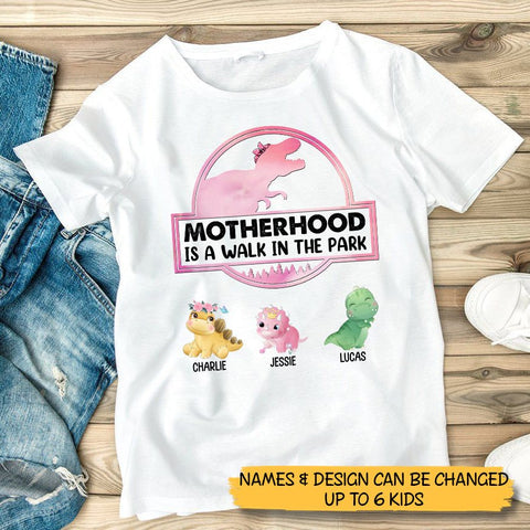 Motherhood Is Walk In The Park (White) - Personalized T-Shirt/ Hoodie - Best Gift For Mother
