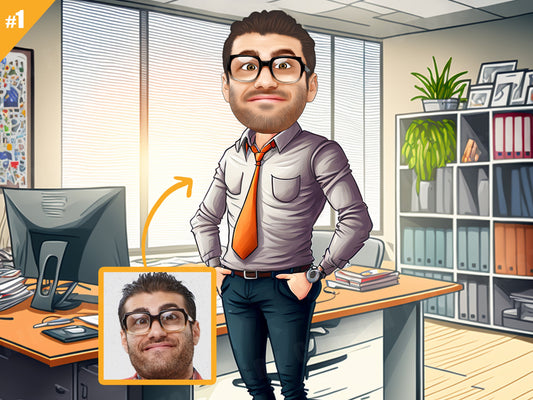 Personalized Caricature Gift of Male Office worker