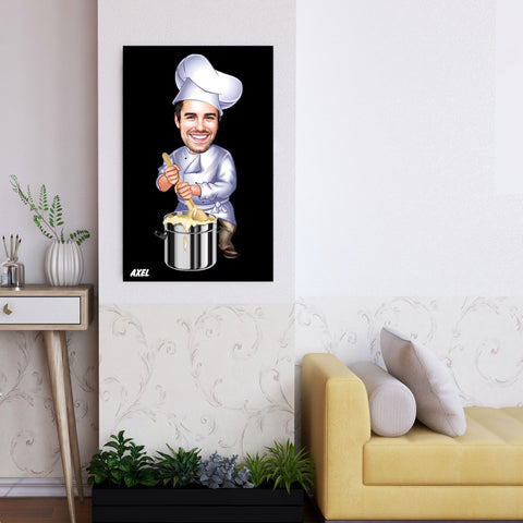 Personalized Cartoon Chef Wooden Wall Art