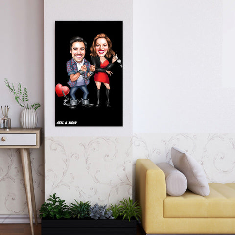 Personalized Cartoon In Jail Couple Wooden Wall Art