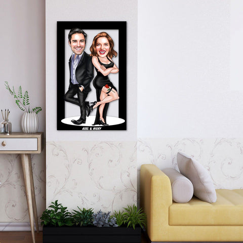 Personalized Cartoon Couple Wooden Wall Art
