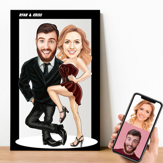Personalized Cartoon Hot Couple Wooden Wall Art