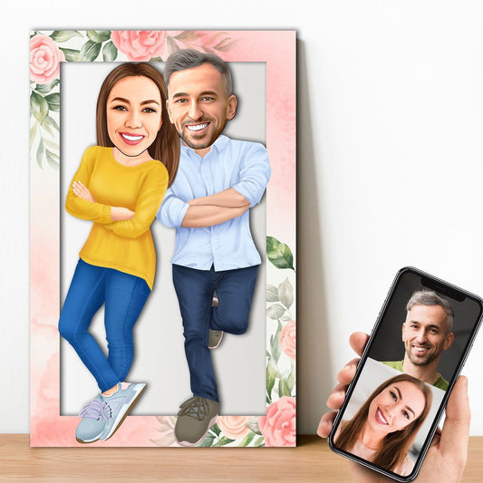 Personalized Cartoon Love Vibes Wooden Wall Art