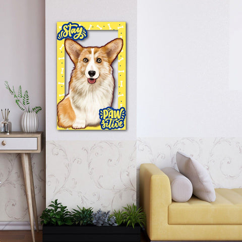 Personalized Cartoon Stay Pawsitive Wooden Wall Art