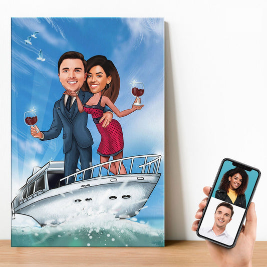 Personalized Couple Yacht Canvas