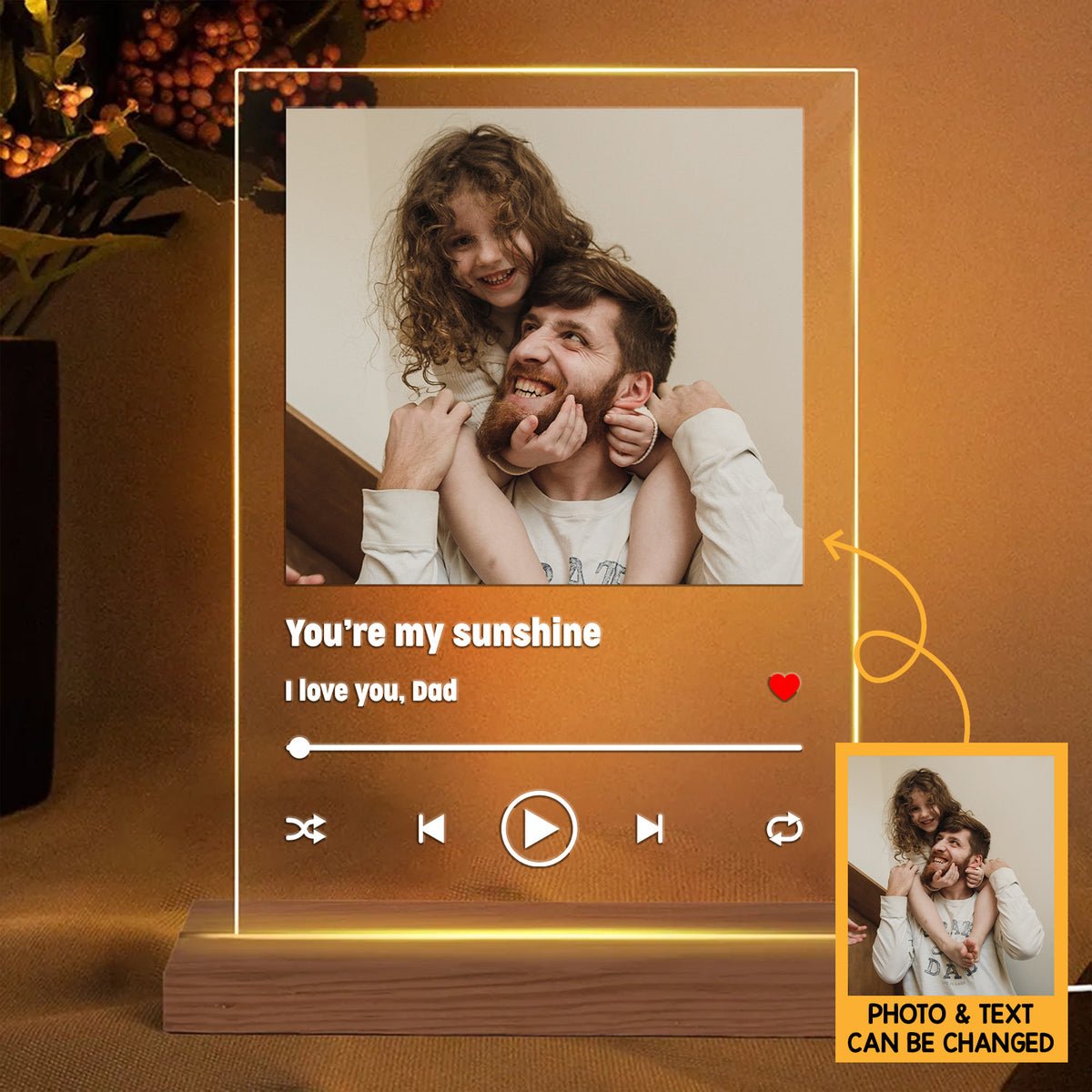 Photo And Message - Personalized Led Lamp - Best Gift For Family