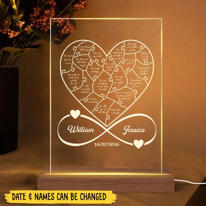Reasons Why I Love You - Personalized Acrylic LED Lamp - Best Gift for Valentine's Day