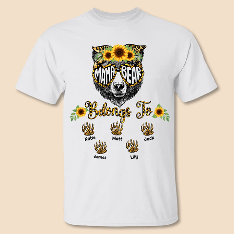 Sunflower Mama Bear - Personalized T-Shirt/ Hoodie - Best Gift For Mother, Grandma