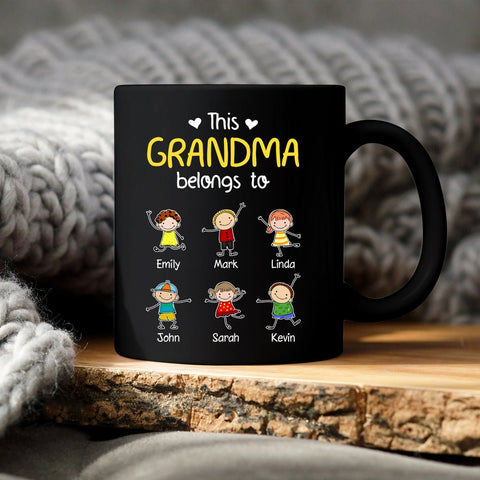 This Grandma Belongs To Fun Kids - Personalized Black Mug - Best Gift For Mother