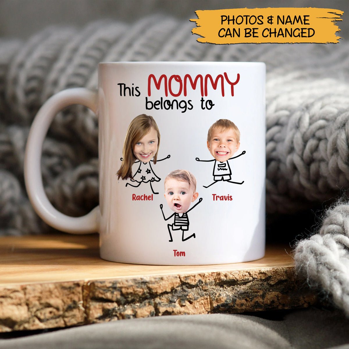 This Mommy/Daddy/Grandma/Grandpa Belongs To Photo Cutout - Personalized White Mug - Best Gift For Family